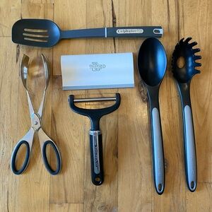 Calphalon, KitchenAid, and Pampered Chef collection of Kitchen Utensils